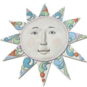 Jim Shore 2012 Outdoor Collection Apollo Sun Wall Hanging Garden Decor Pastel